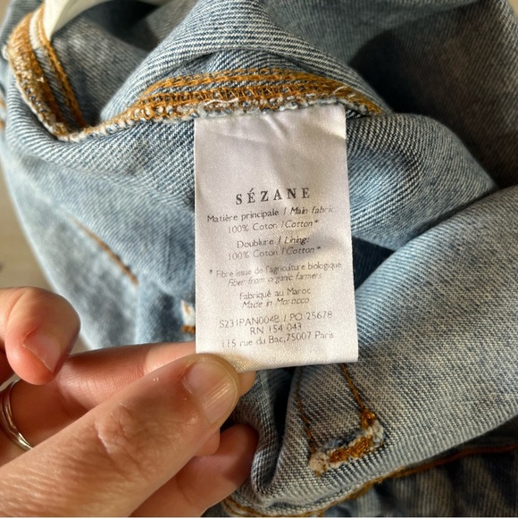 Sezane Light Blue Straight Leg Jeans 100% Cotton 35” - Picture 11 of 12